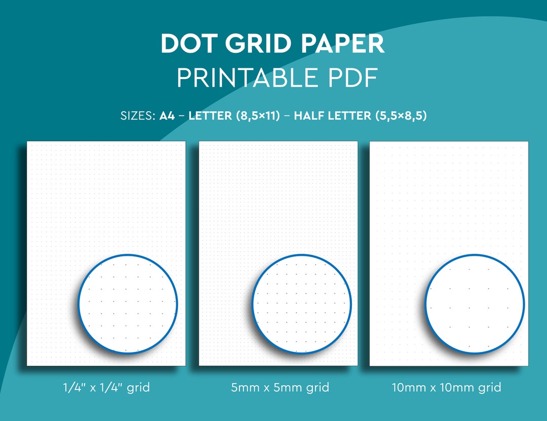 Printable DOTTED Grid Paper in Inches and Millimeters, 5x5mm Grid ...
