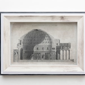 Sección del Panteón de Roma, Grabados de arquitectura, arquitectura clásica italiana, dibujo en tinta vintage, arte de pared IMPRIMIBLE