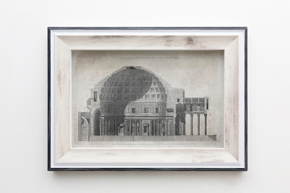 Sección del Panteón de Roma, Grabados de arquitectura, arquitectura clásica italiana, dibujo en tinta vintage, arte de pared IMPRIMIBLE