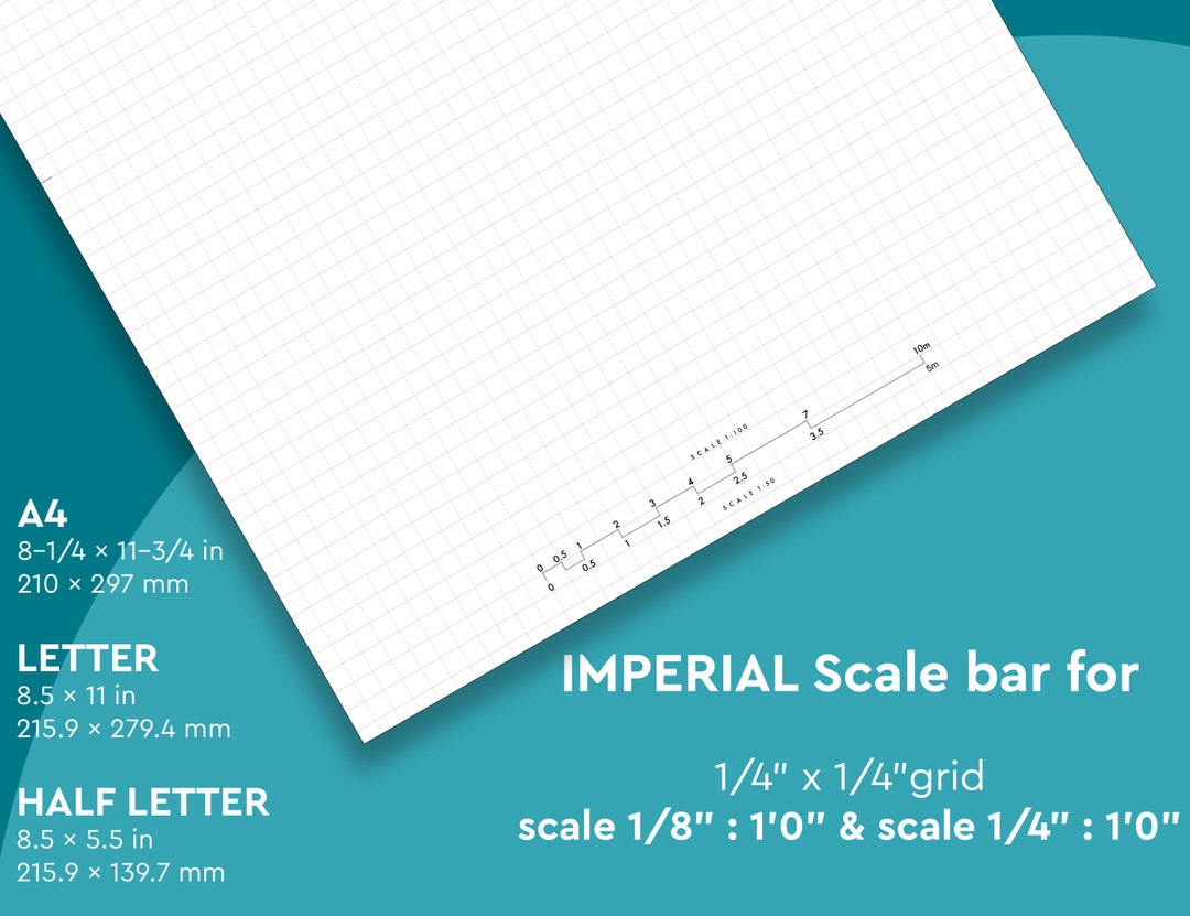 Grid Paper Ruler Inches Printable LINED Grid Paper With SCALE BAR in Inches and Millimeters ...