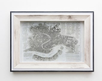 VINTAGE VENICE map, black and white Architecture prints, Vintage and classic architecture, ink drawing, PRINTABLE wall art, map of Italy