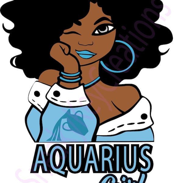 Aquarius Girl Zodiac Digital