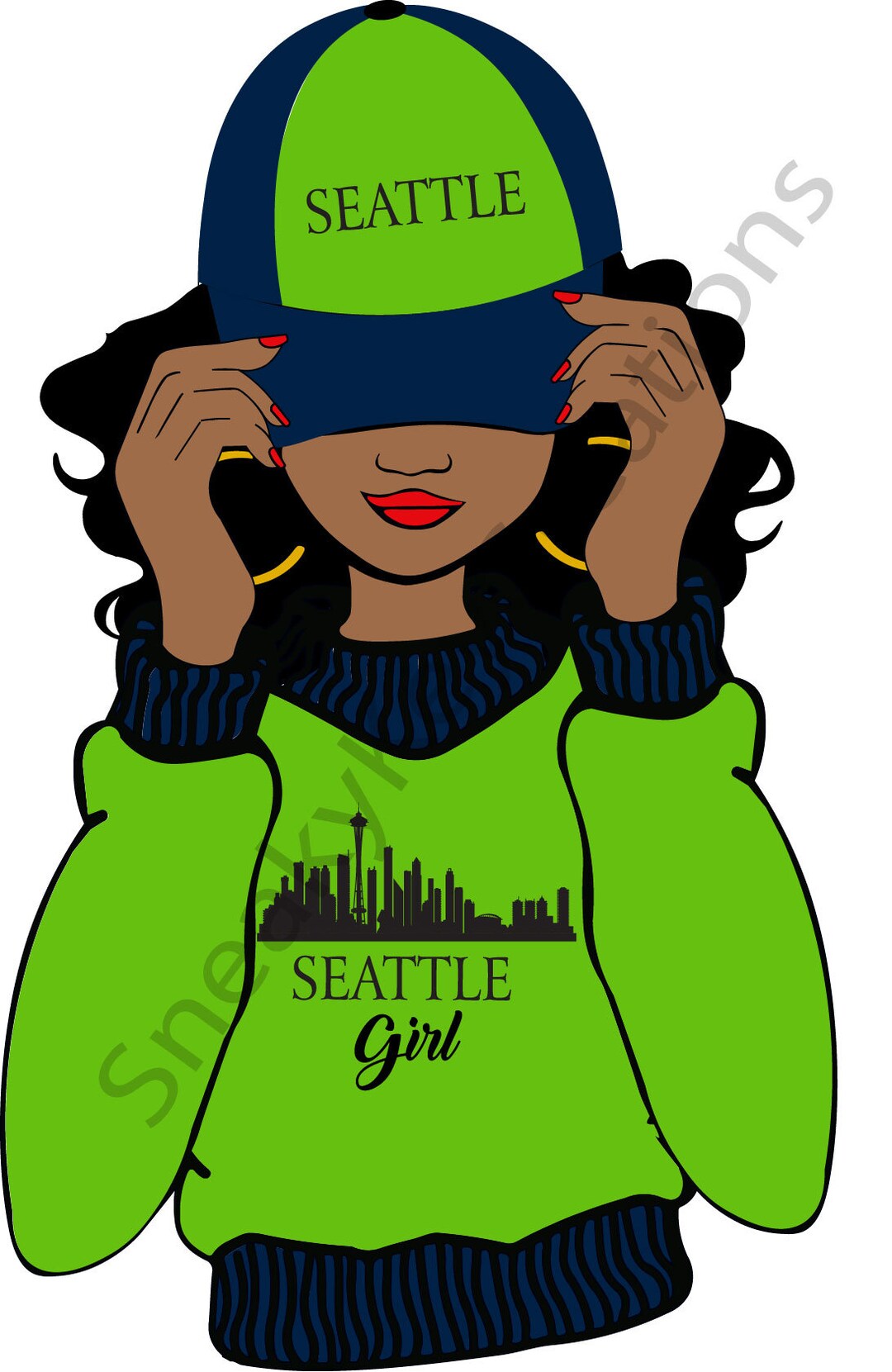 Seattle Cap Girl Digital - Etsy