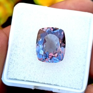 Alexandrite Stone,Loose Faceted Long Cushion Shape,June Birthstone For Jewelry 8×10MM- 10×12MM Ring Size Color Change Stone