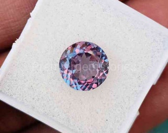 Pietra alessandrite, forma rotonda sfaccettata sciolta, pietra portafortuna di giugno per gioielli 6MM-10MM Misura dell'anello Pietra cambia colore