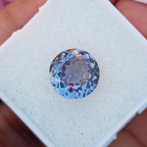 Alexandrite Stone,Loose Faceted Round Shape,June Birthstone For Jewelry 6MM-10MM Ring Size Color Change Stone image 2