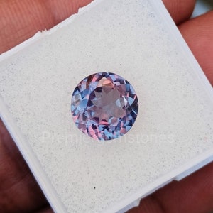 Alexandrite Stone,Loose Faceted Round Shape,June Birthstone For Jewelry 6MM-10MM Ring Size Color Change Stone image 3