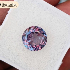 Alexandrite Stone,Loose Faceted Round Shape,June Birthstone For Jewelry 6MM-10MM Ring Size Color Change Stone image 4