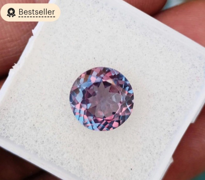 Alexandrite Stone,Loose Faceted Round Shape,June Birthstone For Jewelry 6MM-10MM Ring Size Color Change Stone image 4