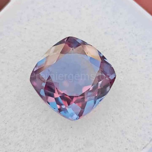 Alexandrite Stone,Loose Faceted Cut Cushion Shape,June Birthstone For Jewelry 6MM-10MM Ring Size Color Change Stone