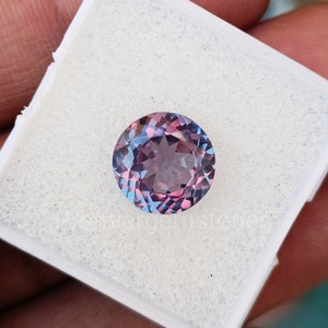 Alexandrite Stone,Loose Faceted Round Shape,June Birthstone For Jewelry 6MM-10MM Ring Size Color Change Stone image 1