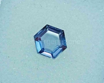 Alexandrite Stone,Loose Faceted Hexagon Shape,June Birthstone For Jewelry 6MM-7MM Ring Size Color Change Stone