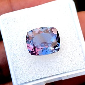 Alexandrite Stone,Loose Faceted Long Cushion Shape,June Birthstone For Jewelry 8×10MM- 10×12MM Ring Size Color Change Stone