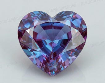Heart Shape Alexandrite, Loose Faceted June Birthstone, Color Change Gemstone
