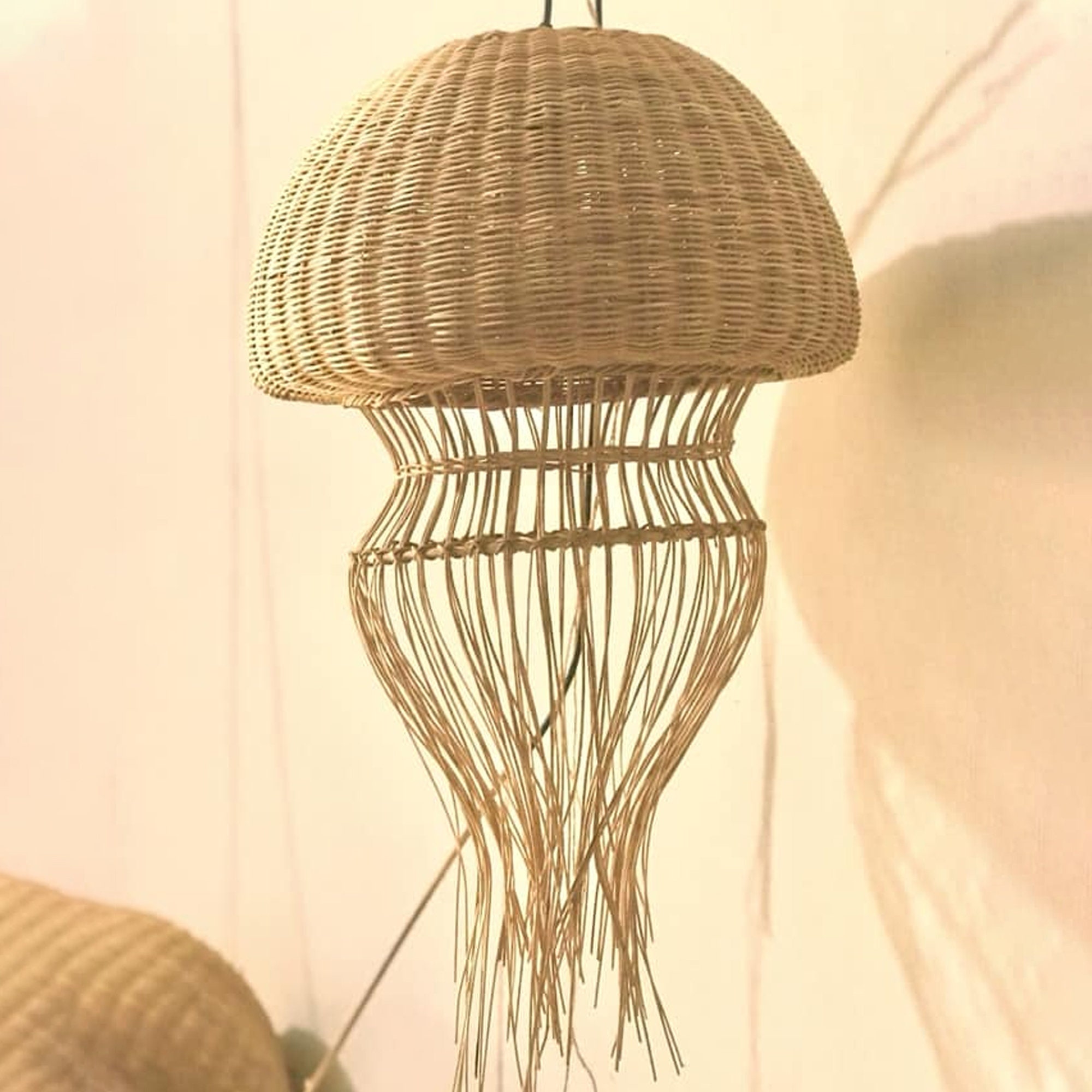 Jellyfish Lamp Hanging Rattan Fish Lamp Shade Chandelier Etsy