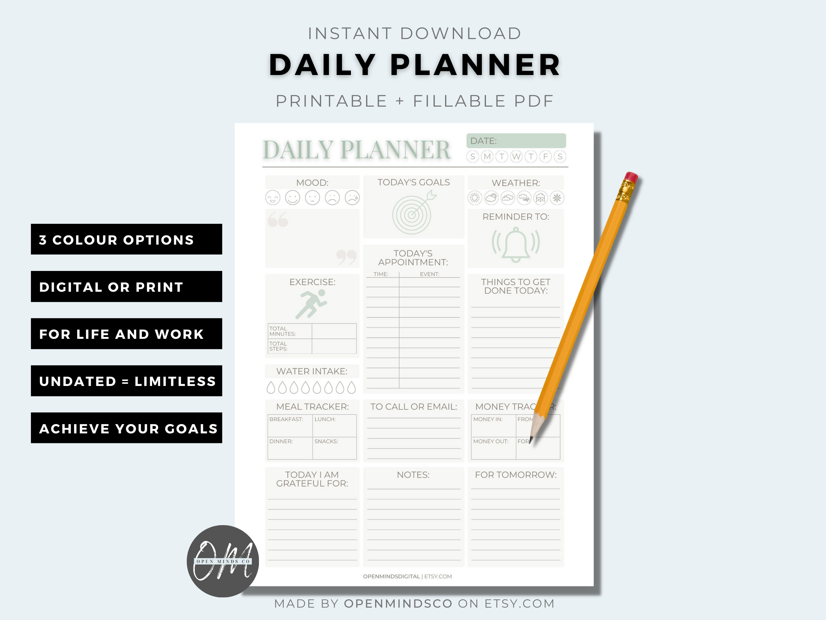 Daily Planner Printable, Productivity Planner, Daily to Do List ...