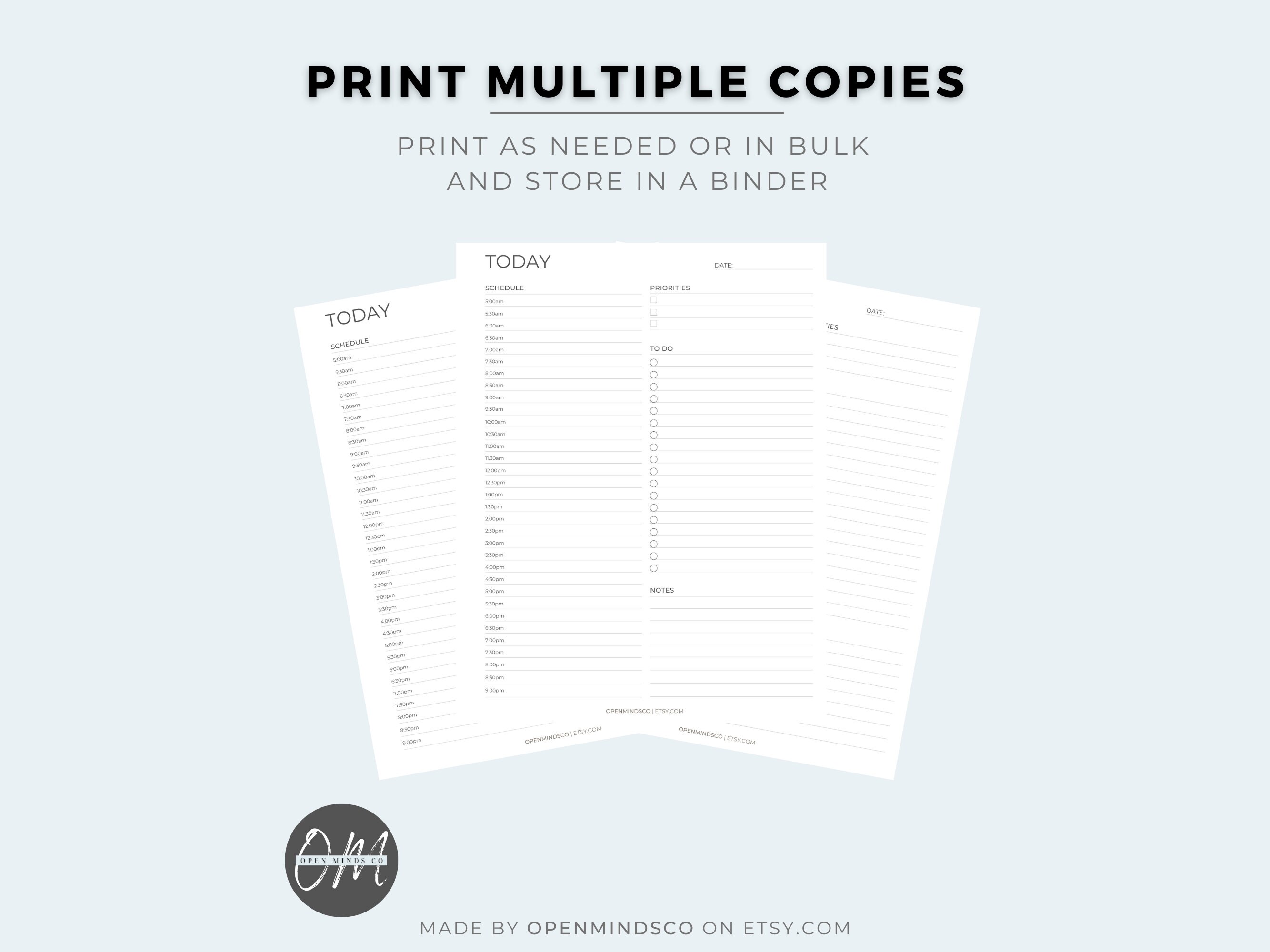 Hourly Daily Planner Printable, Productivity Planner, Daily to Do List ...