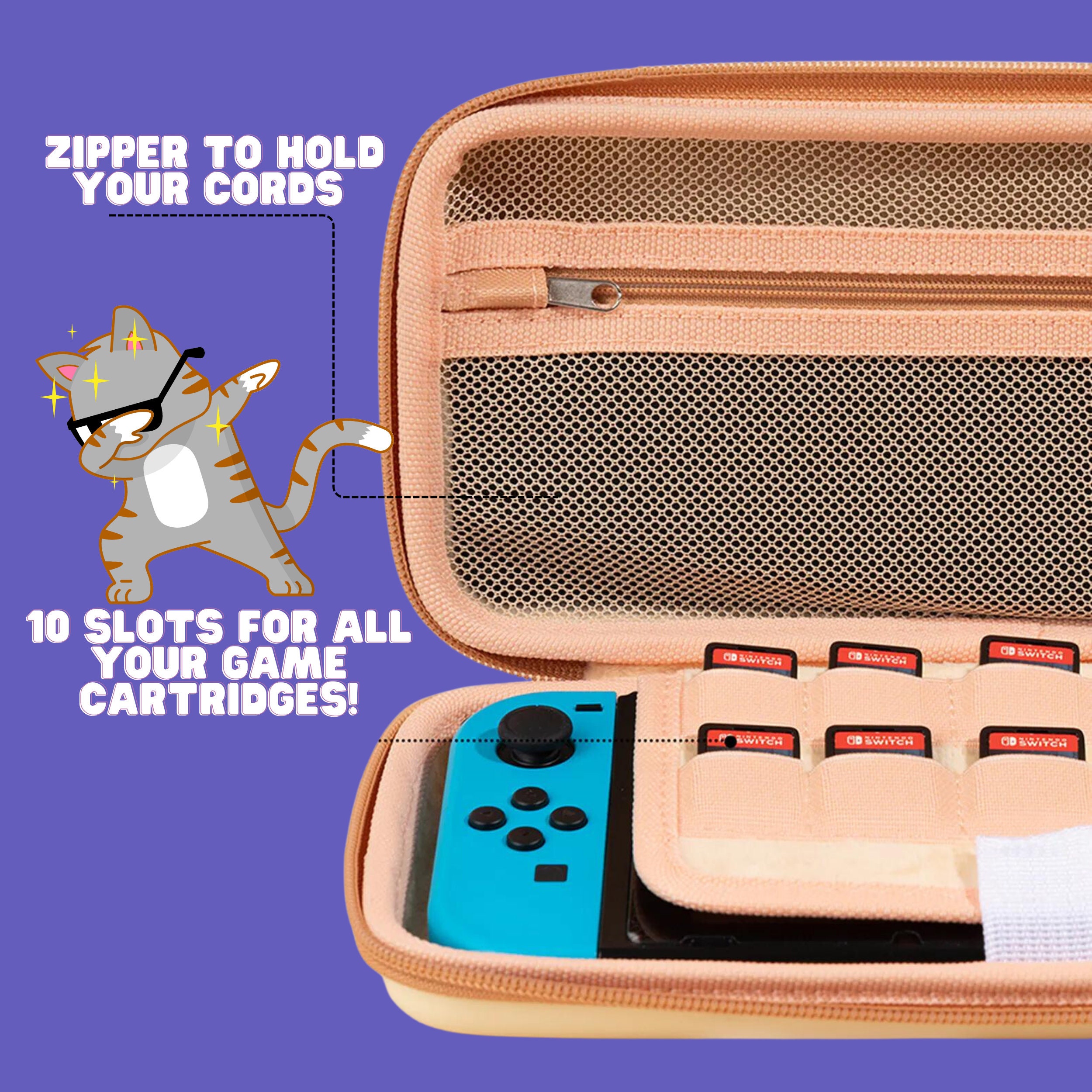 Cat Switch Case, Adorable Case for Nintendo Switch OLED, Protective