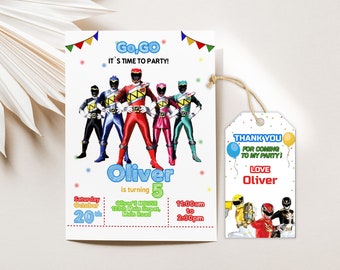 Editable Power Rangers Birthday Invitation Power Rangers - Etsy
