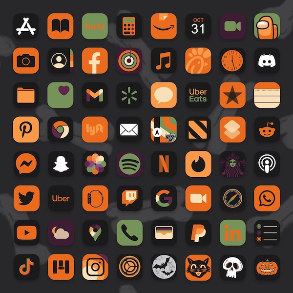 Halloween Minimalist App Icons BUNDLE, IOS16 App Icons Pack, IOS14 App Covers, Autumn Theme, Autumn Aesthetics, Icons for iPhone + Android