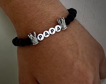 Personalized Men’s Name Bracelets, Black Name Bracelets, Papa Bracelets, Gift for Dad