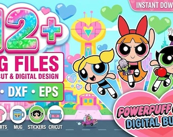 Powerpuff Girls Digital Download Pack PNG SVG JPG | Clip Art & Image Files| Shirt Design| Cartoon Bundle| Birthday Invitation| Under the Sea