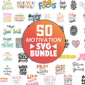 50 Motivational Quotes Svg Bundle, Positive Quote, Saying Svg, Png Files, Funny Quotes cut files for cricut, Inspirational svg