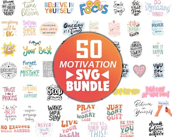 50 Motivational Quotes Svg Bundle, Positive Quote, Saying Svg, Png Files, Funny Quotes cut files for cricut, Inspirational svg