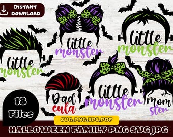 Halloween Family Member svg Bundle, Halloween Family png, Halloween Characters Family, Svg Cut Files, Dracula Season SVG, Cute Family SVG