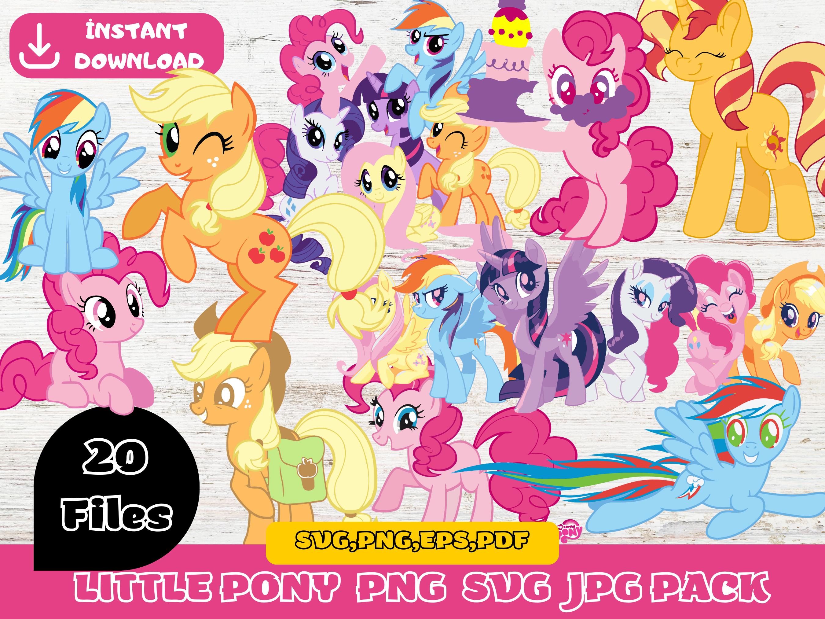 Little Pony Digital Download Pack PNG SVG |clip art and image files, shirts design ,Cartoon Bundle, Birthday invitation under the sea