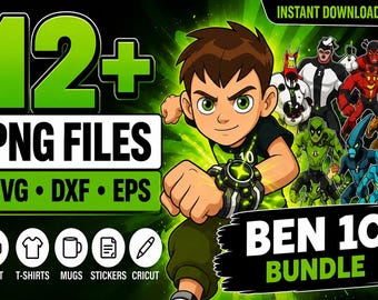Ben 10 Digital Download Pack PNG |clip art and image files, shirts design ,Cartoon Bundle, Birthday invitation under the sea