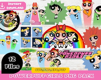 Powerpuff Girls digitaal downloadpakket PNG SVG JPG | Clip-art- en afbeeldingsbestanden| Shirtontwerp| Cartoonbundel| Verjaardagsuitnodiging| Onder de zee