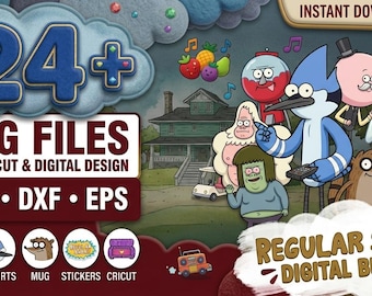 Regular Show Digital Download Pack PNG SVG JPG |clip art and image files,shirts design ,Cartoon Bundle,Birthday invitation under the sea