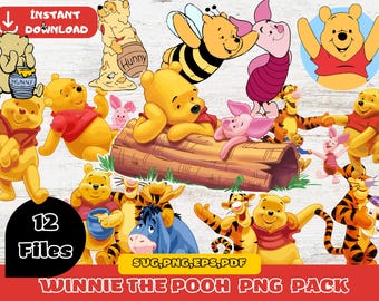 Winnie the Pooh Digital Download Pack PNG SVG | Clip Art & Image Files | Shirt Design | Cartoon Bundle | Birthday Invitation | Under the Sea