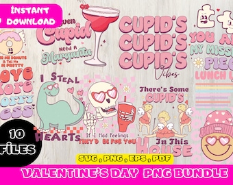 Cute Valentine's Day PNG Bundle, Valentine's Day Design, Funny Valentines PNG, Happy Valentine's Day