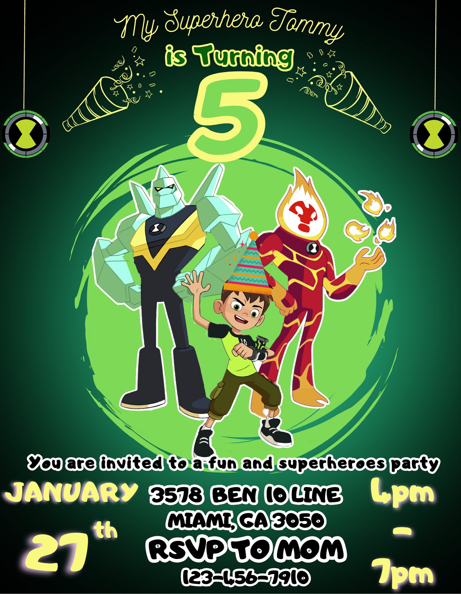 Ben 10 Birthday Invitation Kids Birthday Invitation Template Printable ...