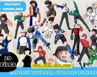 Captain Tsubasa Download digitale pacchetto PNG SVG JPG / Clip Art e file di immagine / Design camicia / Pacchetto cartoni animati / Invito di compleanno / Sotto il mare