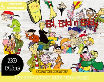 Ed Edd Eddy Digital Download Pack PNG SVG JPG, pliki Clip Art i obrazów, projekt koszulki, pakiet komiksów, zaproszenie urodzinowe, pod wodą