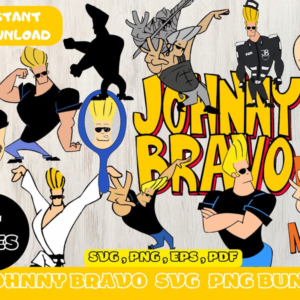 Johnny Bravo Digital Download Pack PNG SVG JPG | Clip Art & Image Files | Shirt Design |Cartoon Bundle | Birthday Invitation |Under the Sea