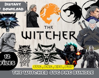 Het Witcher digitale downloadpakket PNG SVG JPG | illustraties en afbeeldingsbestanden, shirtsontwerp, cartoonbundel, verjaardagsuitnodiging onder de zee