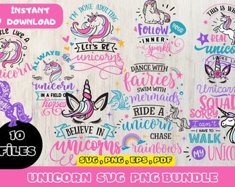 Unicorn Digital Download PACK PNG SVG, Clip art and image files, Shirts design, Cartoon Bundle, Birthday invitation under the sea