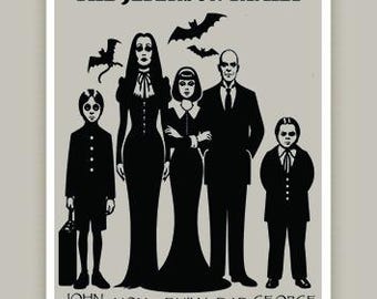 Digitale portretafdruk Halloween-familie, afdrukbare muurkunst Halloween, Halloween-familie SVG-clipart vector, aangepaste Halloween-familievector