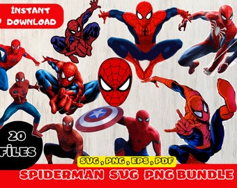 Spiderman Digital Download Pack PNG SVG JPG | Clip Art & Image Files | Shirt Design | Cartoon Bundle | Birthday Invitation | Under the Sea