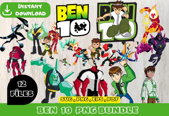 Ben 10 Digital Download Pack PNG |clip art and image files, shirts design ,Cartoon Bundle, Birthday invitation under the sea