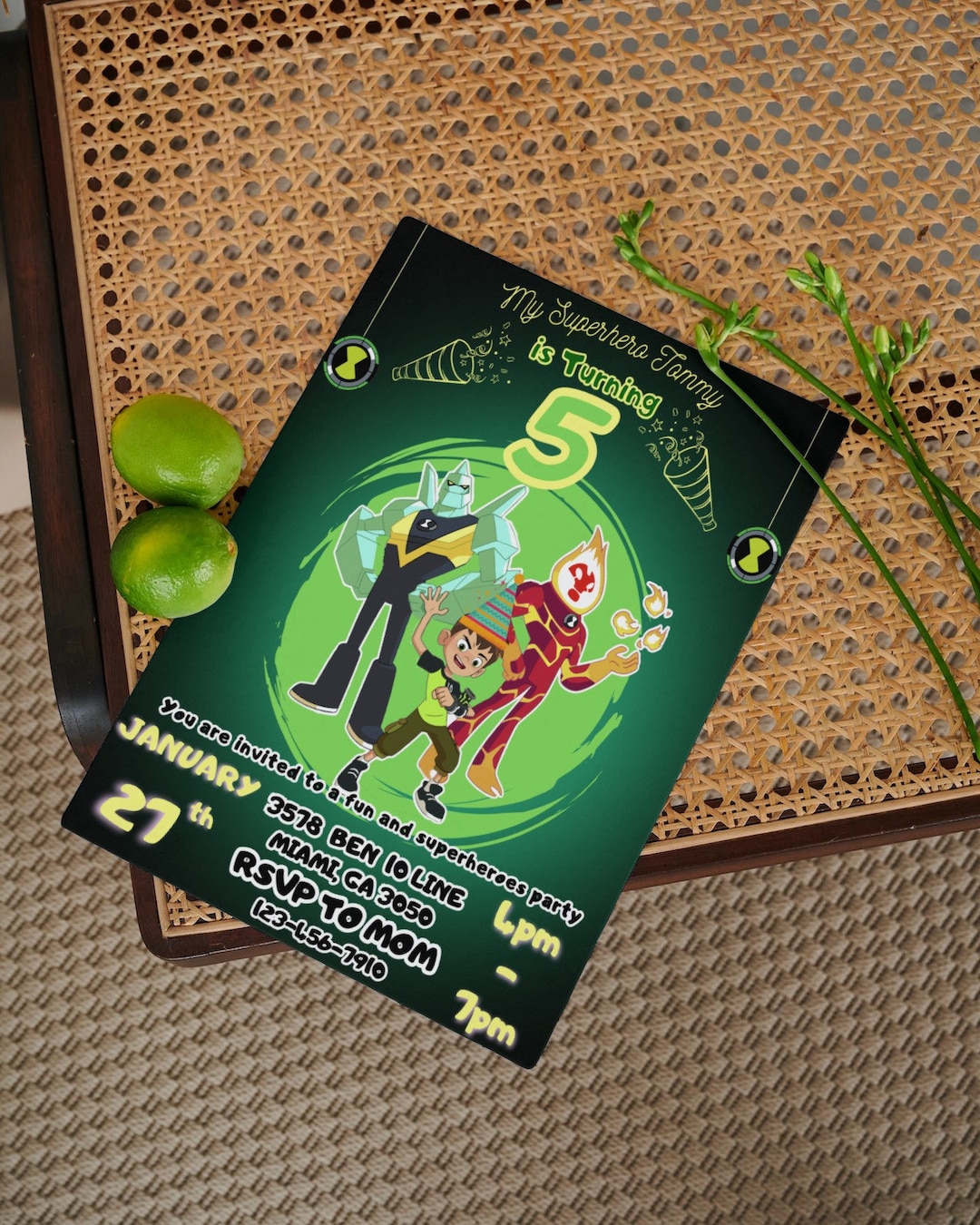 Ben 10 Birthday Invitation | Kids Birthday Invitation Template ...