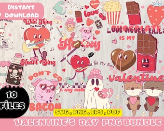 10 Cute Valentine's Day PNG Bundle, Valentine's Day Design, Funny Valentines PNG, Happy Valentine's Day