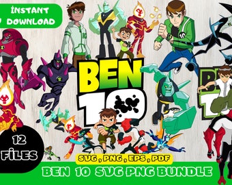 Ben 10 Paquete de descarga digital PNG SVG JPG / Clip Art & Image Files / Diseño de camisa / Paquete de dibujos animados / Invitación de cumpleaños / Bajo el mar