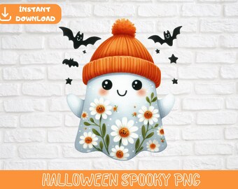 Halloween Spooky Digital Download PNG, Cute Ghost PNG, Halloween Sublimation Design, Watercolor Sublimation, Halloween Fall Design