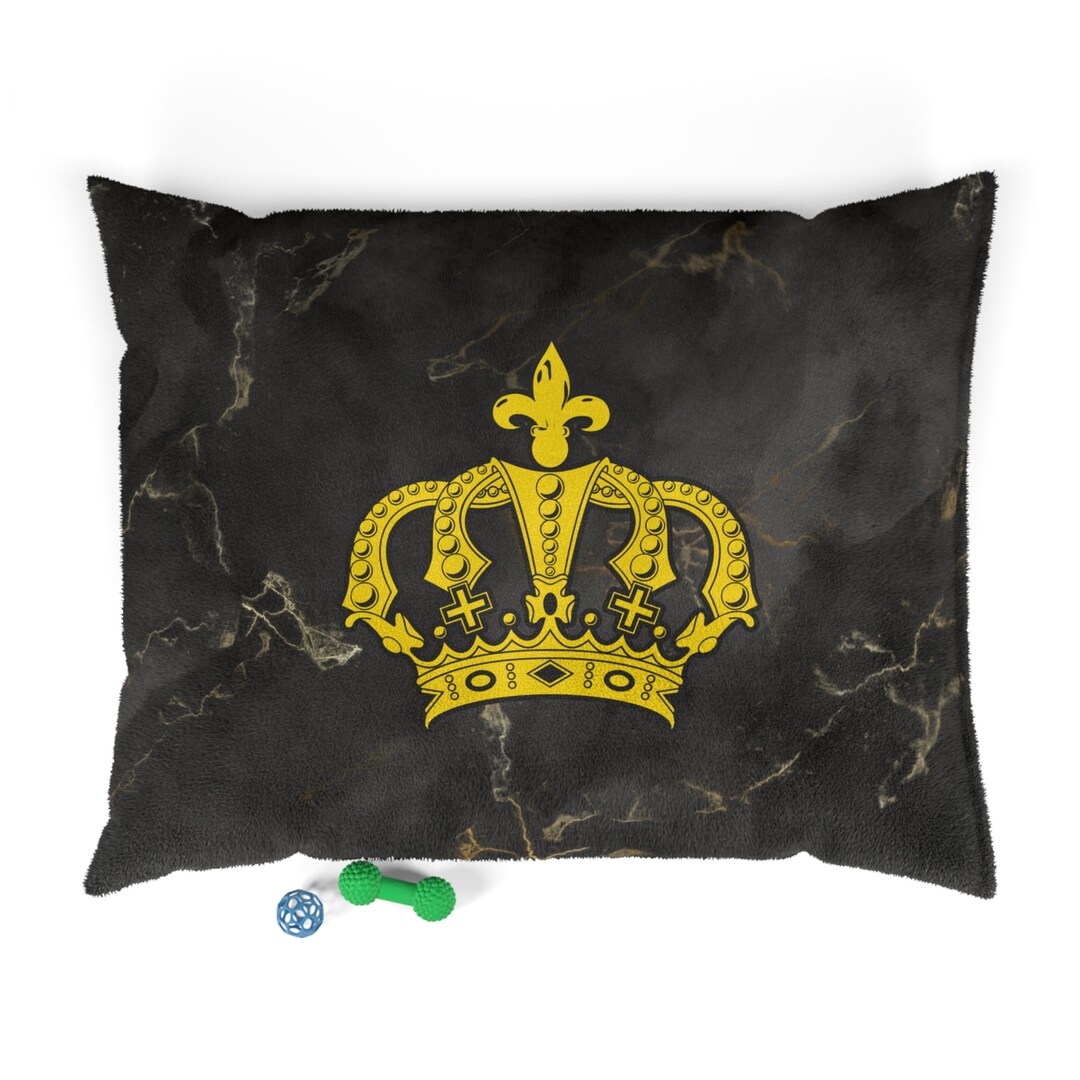 Dog Bed Large Dogs Pet Pillow Cat Bed Calming Bed Boy Girl Pet Bed Black Gold Marble Crown