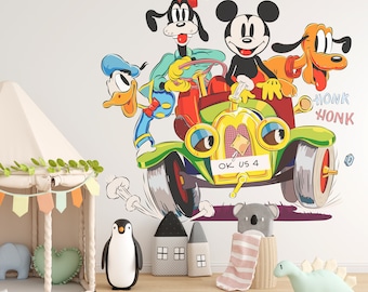 Mickey Mouse & Friends Car Peel and Stick Wall Decal, Nursery Decor